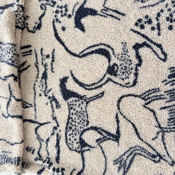 Vintage Woolrich Cave Painting Animal Fleece Sweater Mens XL Made in USA Sherpa - Picture 8 of 9